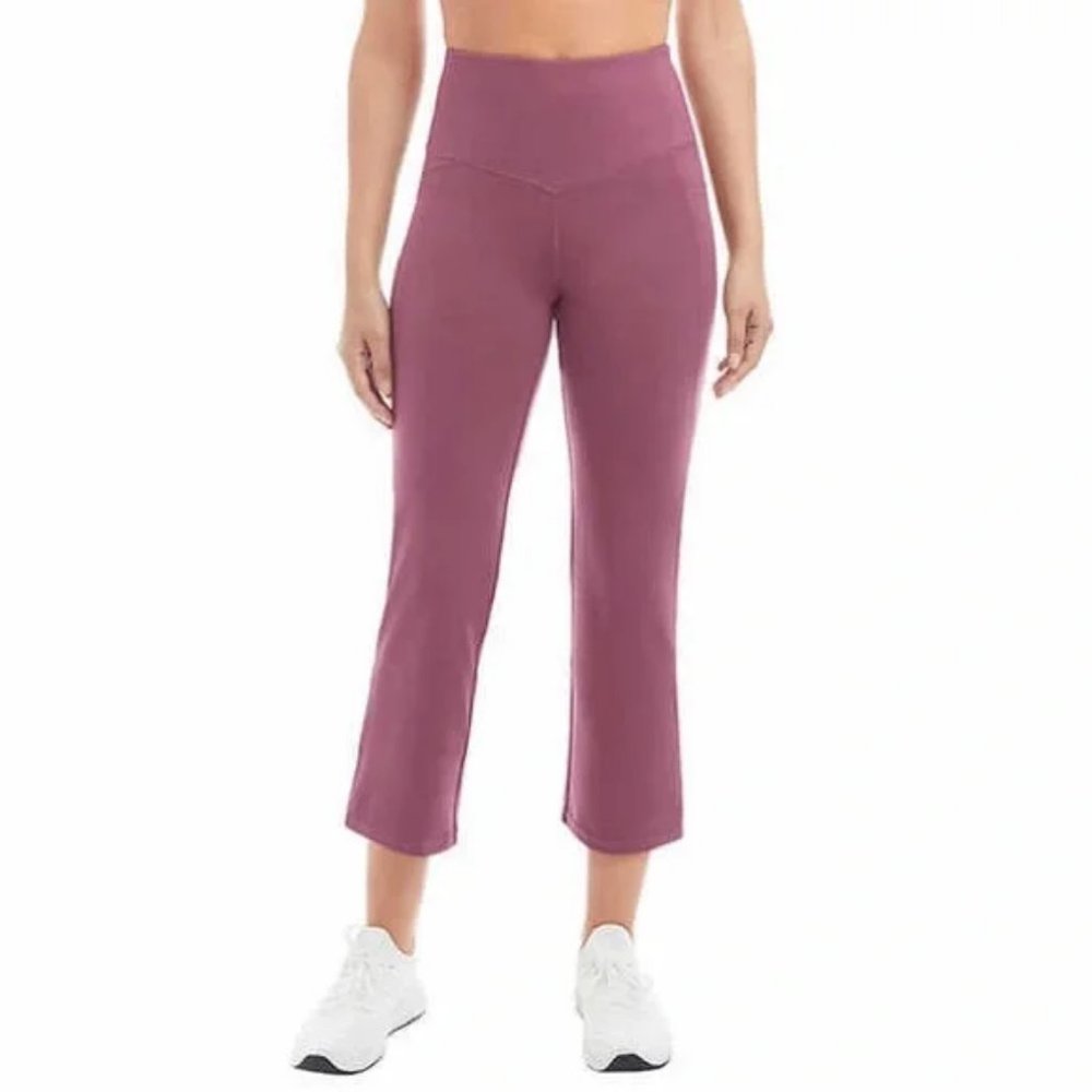NWT Jockey Ladies' Cropped Slit Flare Pant Yoga Capri Legging Red Large